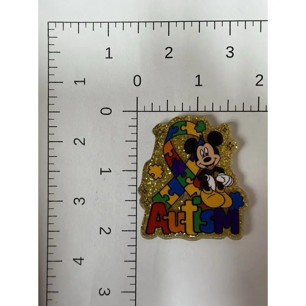 3 Pc Mickey Mouse Autism Awareness Acrylic Flatbacks